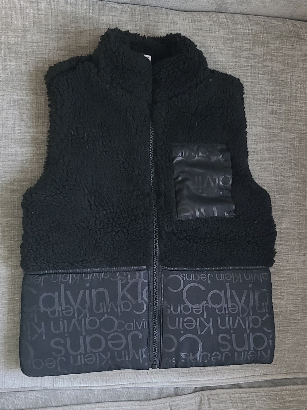 Calvin Klein Black Sherpa Puffer Vest for Kids
